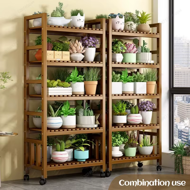 Présentoir vertical pour plantes en bambou