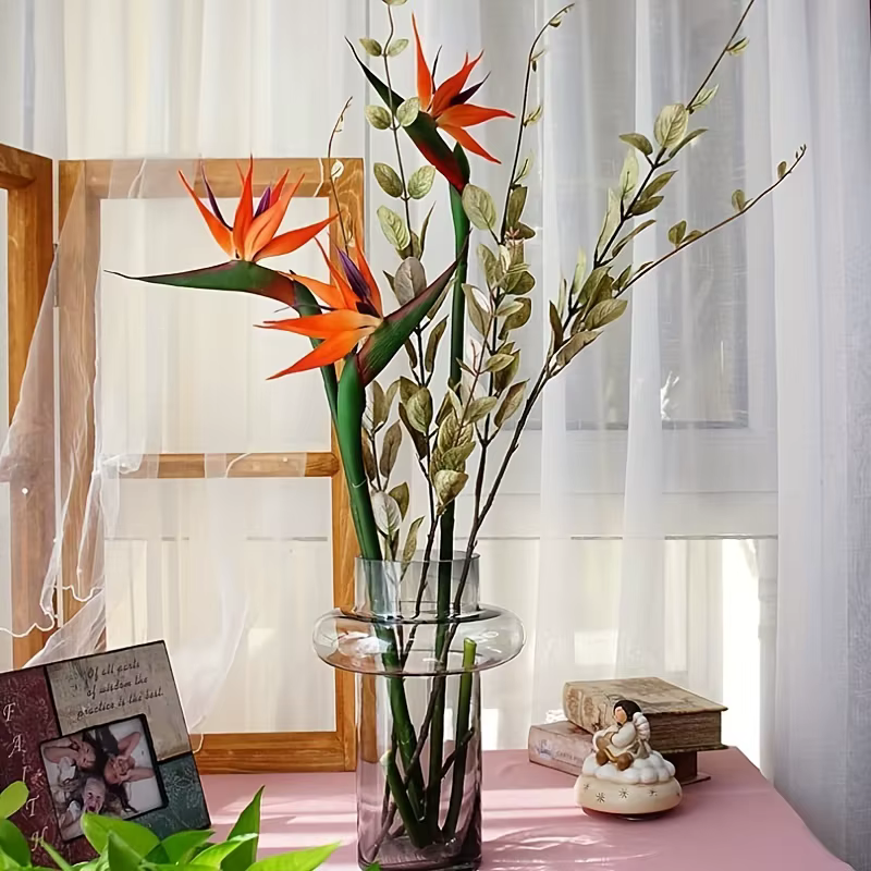 1/3 pièces Fleurs artificielles Strelitzia en caoutchouc à longue tige