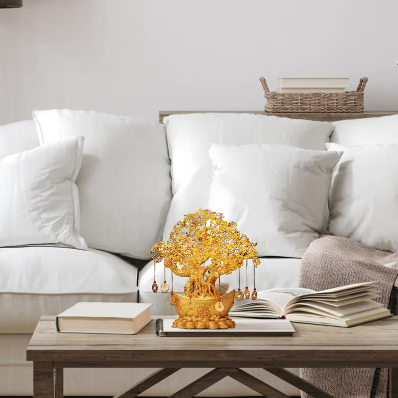 Arbre d'argent Citrine chinois Feng Shui Fa Cai cristal Yuanbao