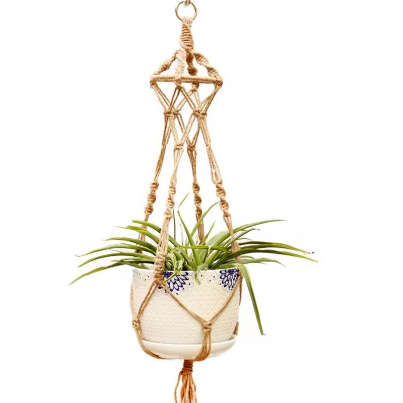 Pot de fleur corde de chanvre filet suspendu paille macramé plante cintre Pot