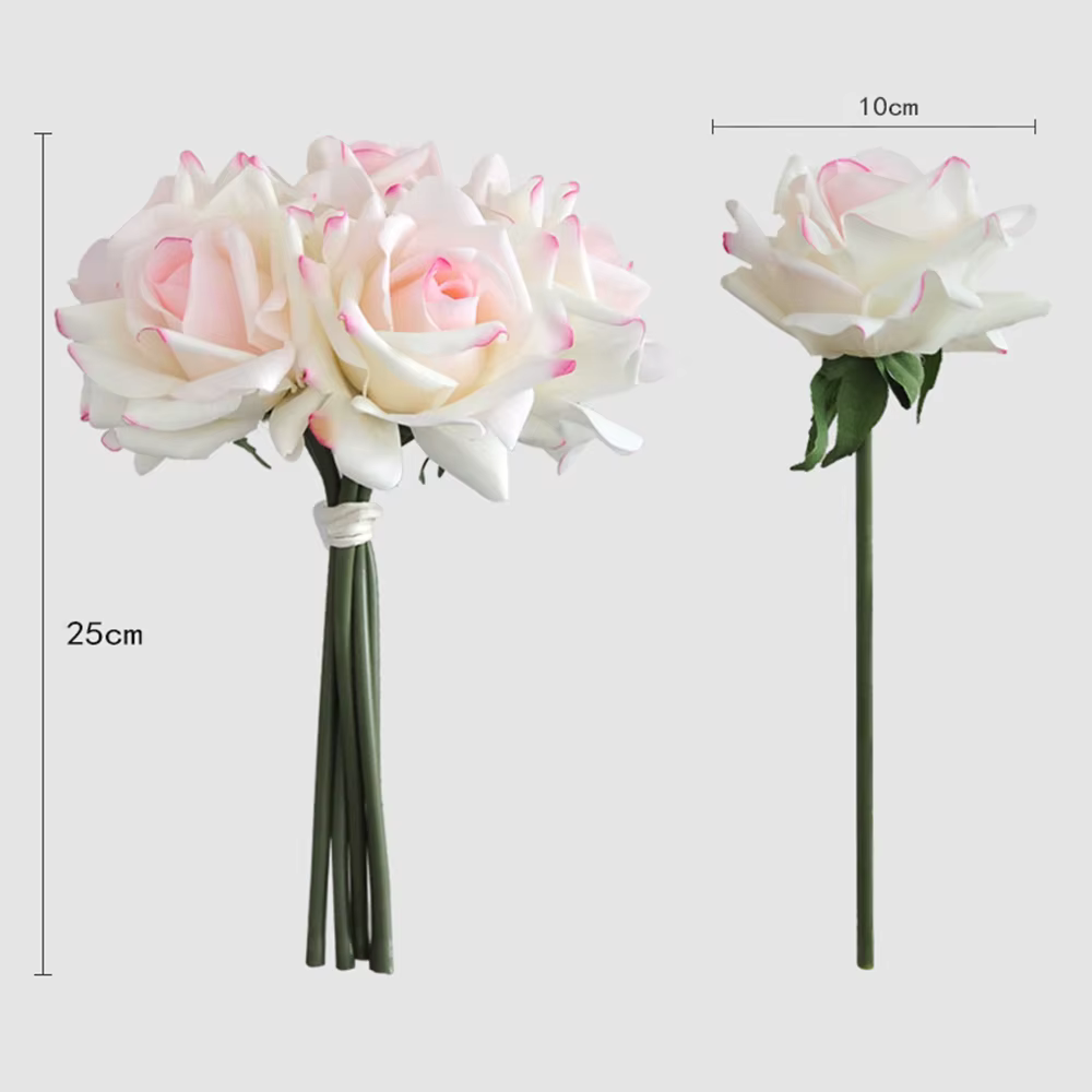 Bouquet de 5 roses bouclées avec sensation d'humidité artificielle