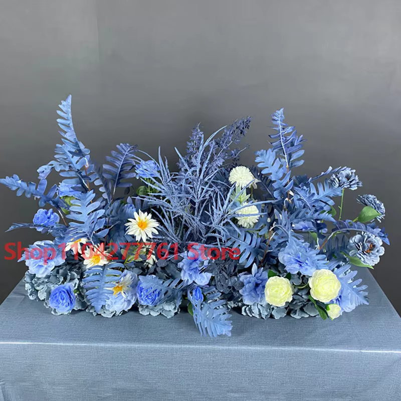 Série Bleue : Plante artificielle de roses et feuilles