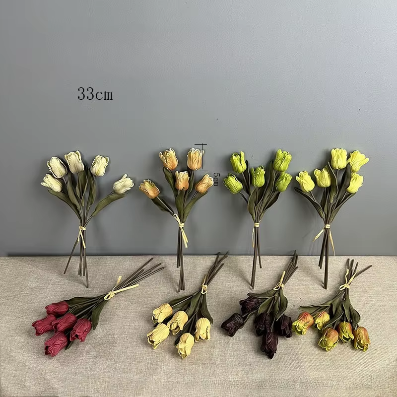 6 pièces de tulipes artificielles roses Morandi pour mariage