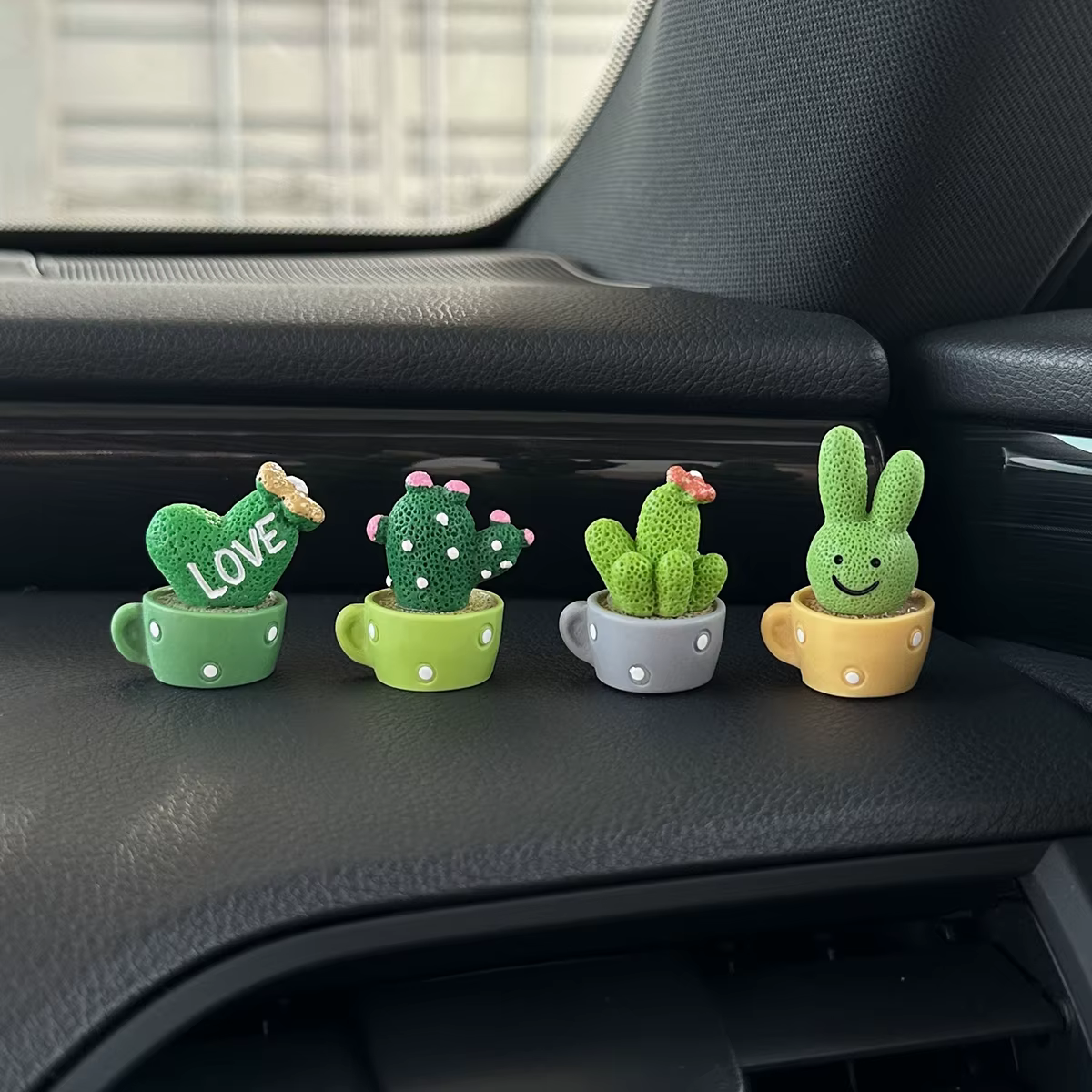 4 décorations de voiture en forme de cactus