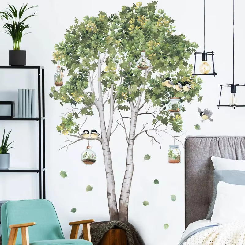Autocollants muraux plantes en pot aquarelle