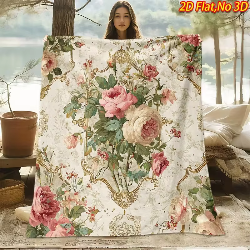 Couverture à motif de fleurs de mer, 1 pièce, pour le printemps, l'été, l'automne, l'hiver, décoration de chambre, cadeau pour canapé de salon, couverture pour la Saint-Valentin