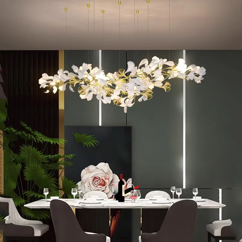 Lustre en céramique de luxe nordique Ginkgo scalp