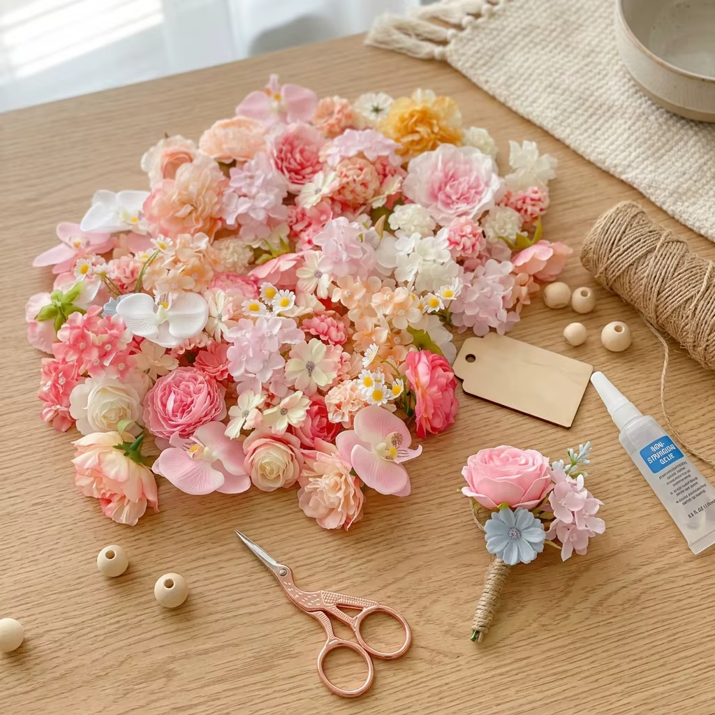 Kit de matériaux pour fleurs artificielles 3-10 cm pour la décoration artisanale DIY