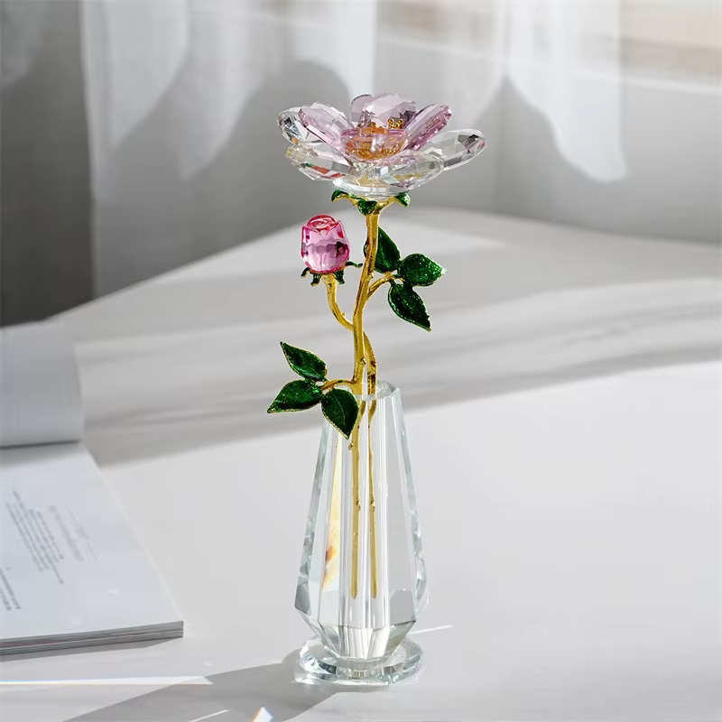 Cadeaux de fleurs de pivoine en cristal pour femmes