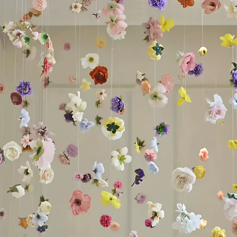 30 fleurs colorées aléatoires avec ligne de pêche pour le bricolage