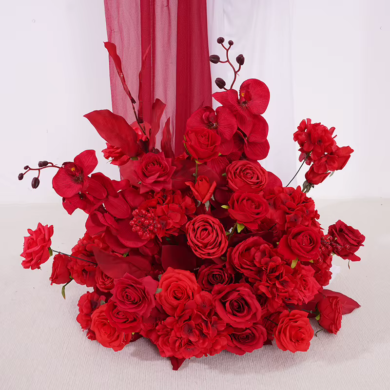 Rose rouge plancher fleur rangée mariage événement Arrangement Floral accessoire fête route plomb décoration fenêtre affichage Photo fournitures H875203
