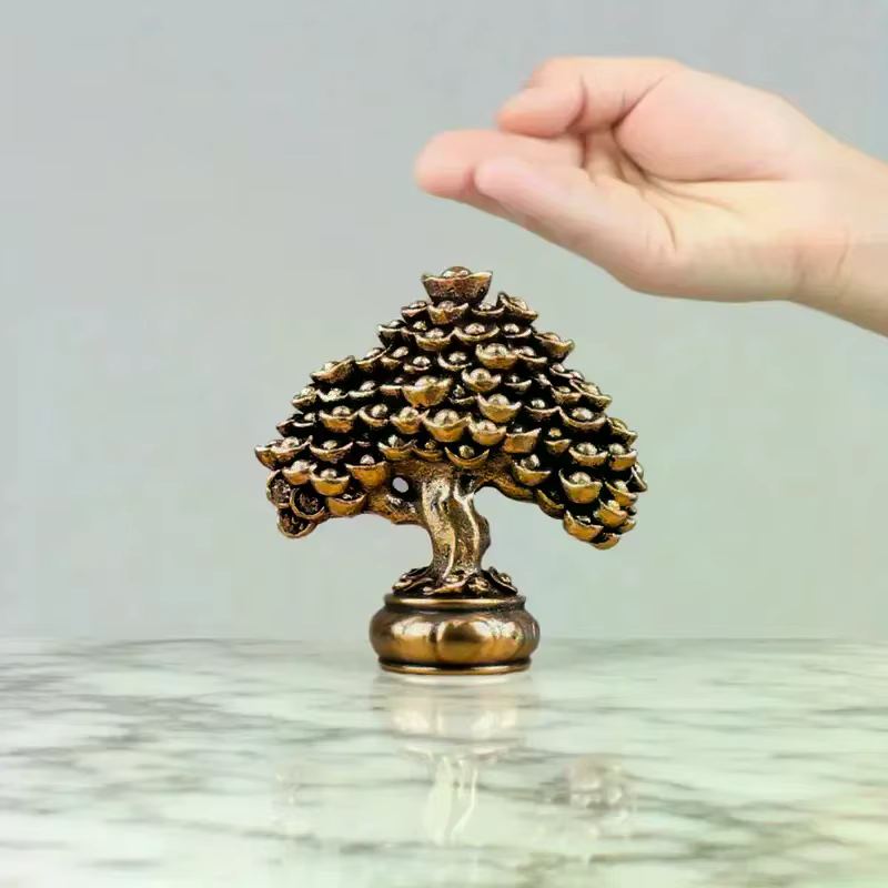 Figurines Feng Shui d'arbre de richesse chinoise en laiton