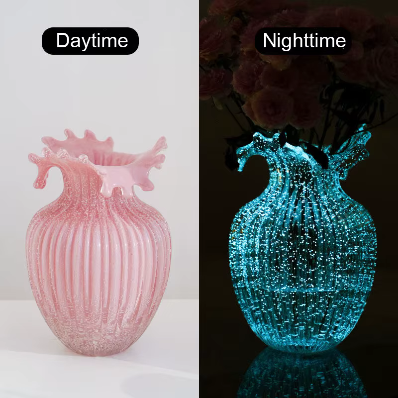 Vase en verre transparent fluorescent lumineux style INS pour arrangements floraux de roses