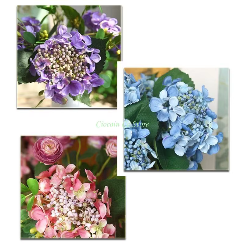 X90F Fleurs artificielles Silk Hortensea Bouquet Decor Wedding Home Party Flower Arrangement