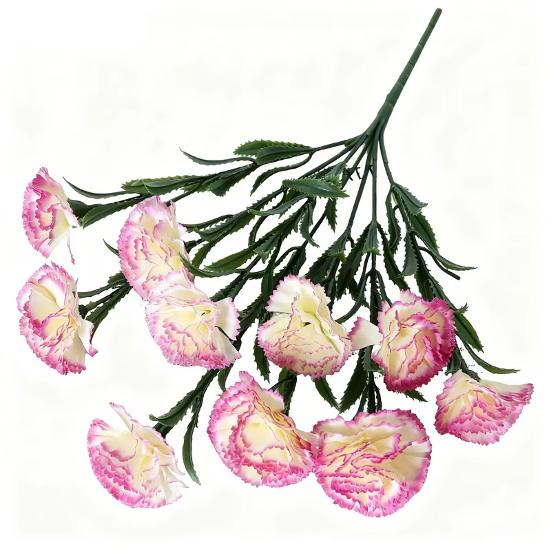 Soie artificielle violet œillets plante florale jardin décor Simulation 10 têtes