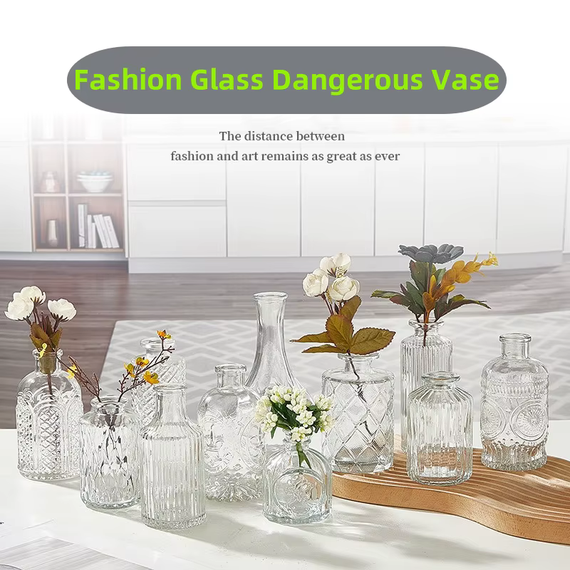 Vase en verre sculpté à la main-Jardinière hydroponique pour décor gothique de maison/bureau