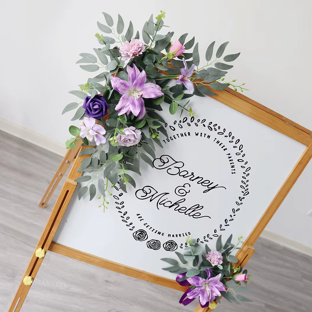 Yannew pays mariage bienvenue signe fleurs guirlande arc artificiel fleur Eucalyptus Swag pour fête cérémonie réception décor