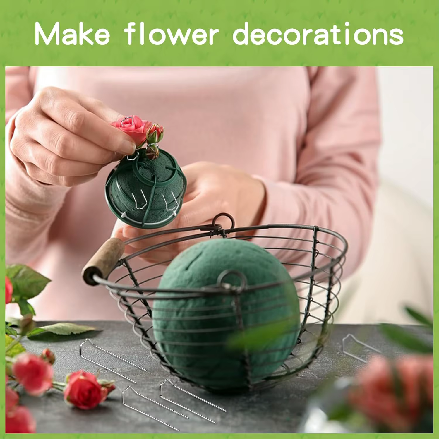 Épingles en U florales pour la fabrication de couronnes de paille