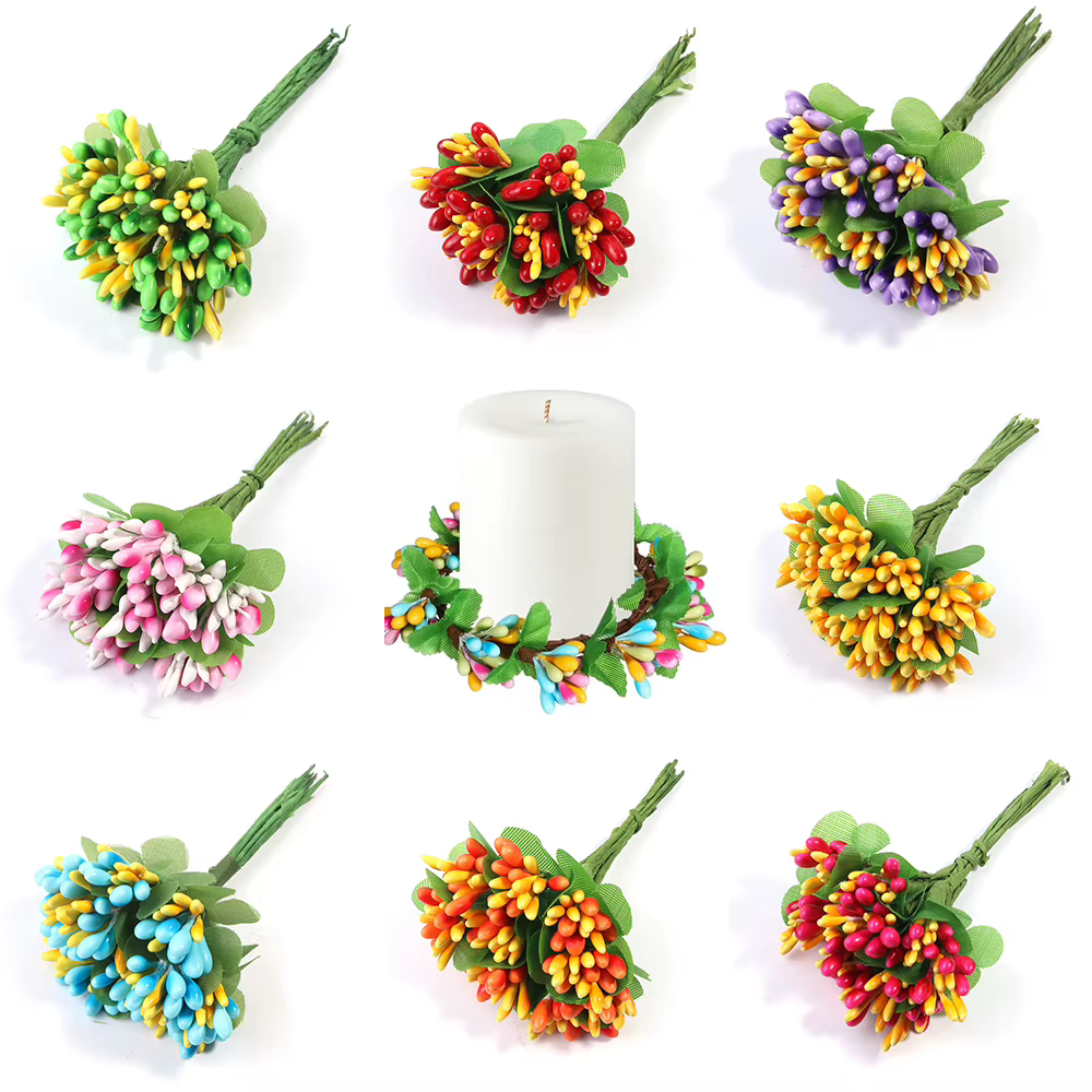 Bouquet de fleurs artificielles en rotin