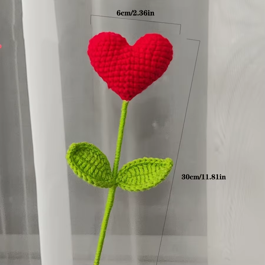 Ensemble de 2 branches de fleurs en forme de cœur rouge