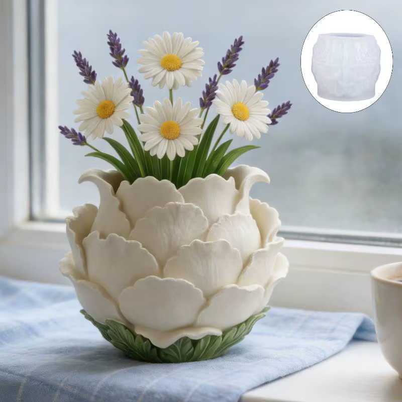 Moule en silicone pour pots en forme de pétales de pivoine 3D