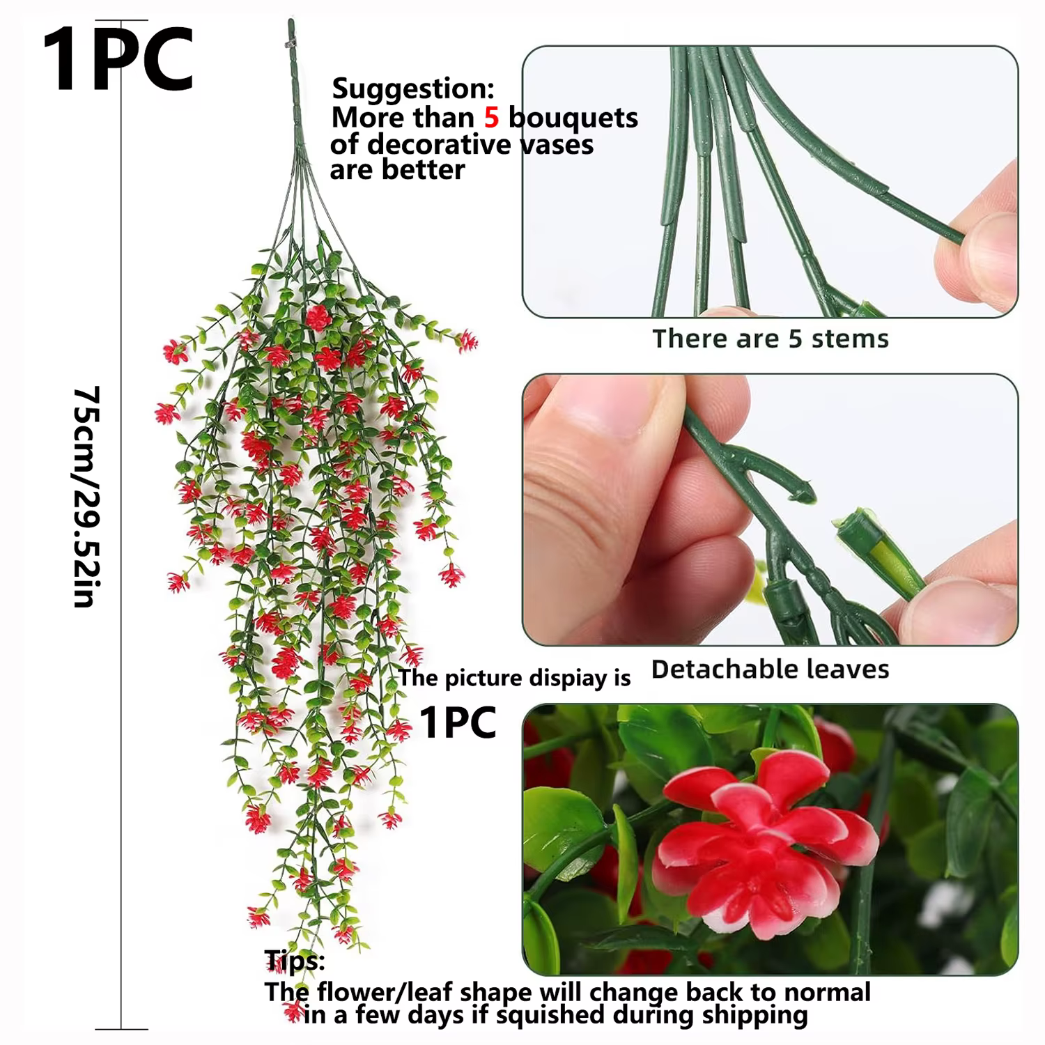 Plantes artificielles En Plastique Eucalyptus camélia Mariage Jardin Maison décoration Extérieure UV protection