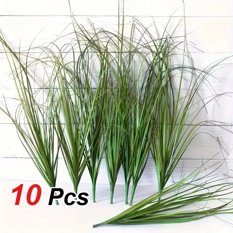 10 plantes vertes artificielles - Herbe d'oignon en résine adaptée à la décoration intérieure/extérieure - Peut être utilisée pour les décorations de mariages et de fêtes