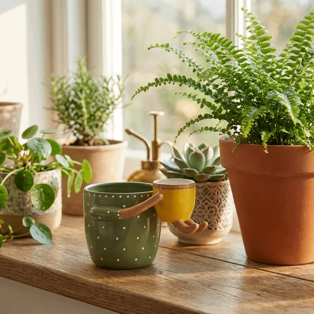 Pot de fleurs en résine parent-enfant avec trous de drainage