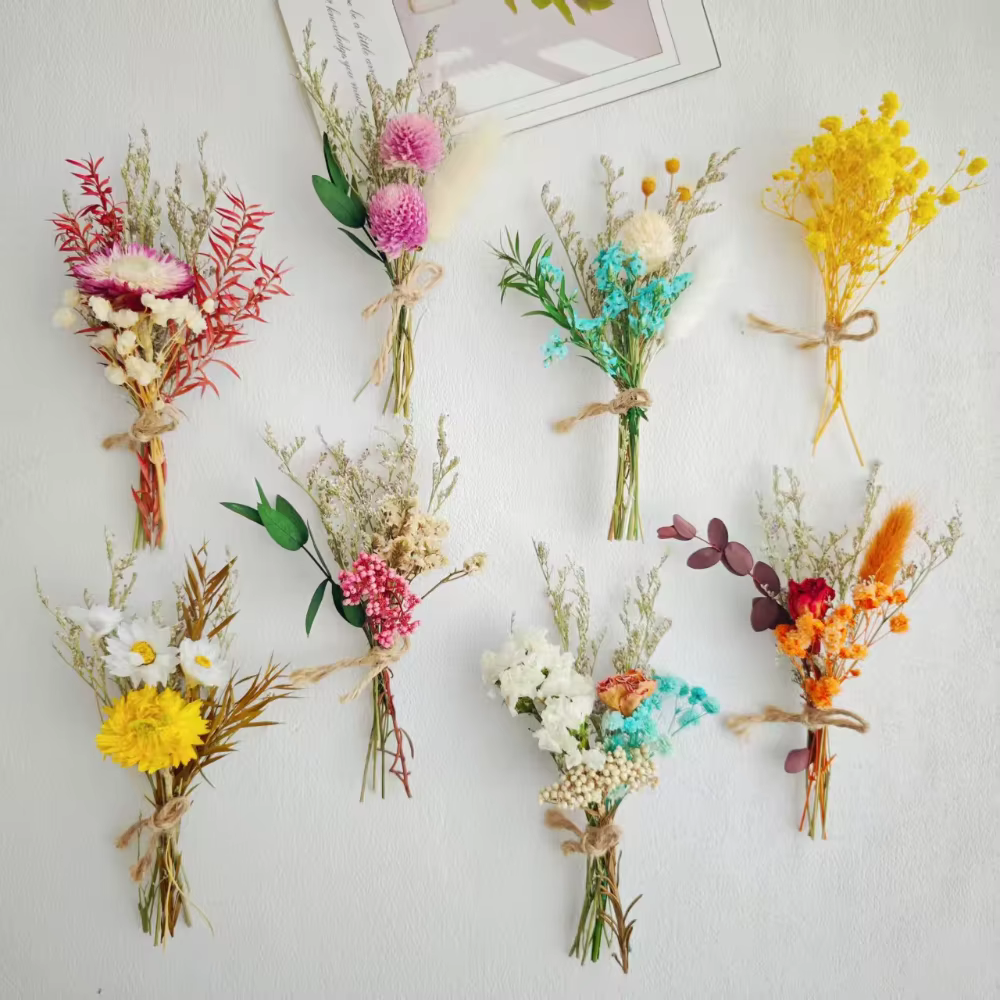 Fleurs préservées, bouquet de fleurs séchées faciles à utiliser