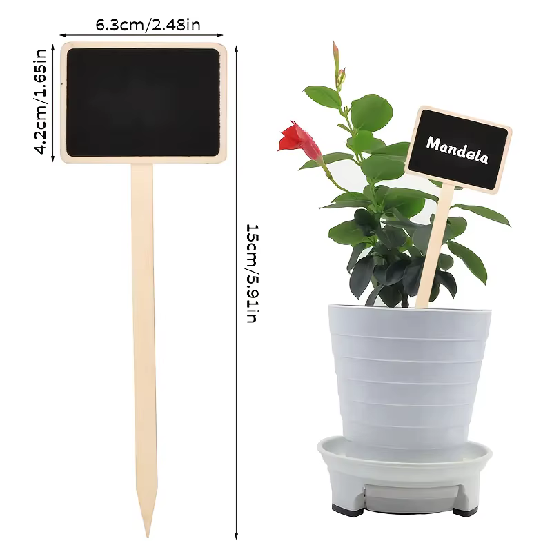Étiquettes de plantes rustiques en bois, panneaux de jardin en forme de T, tableau noir, support au sol, 20 pièces