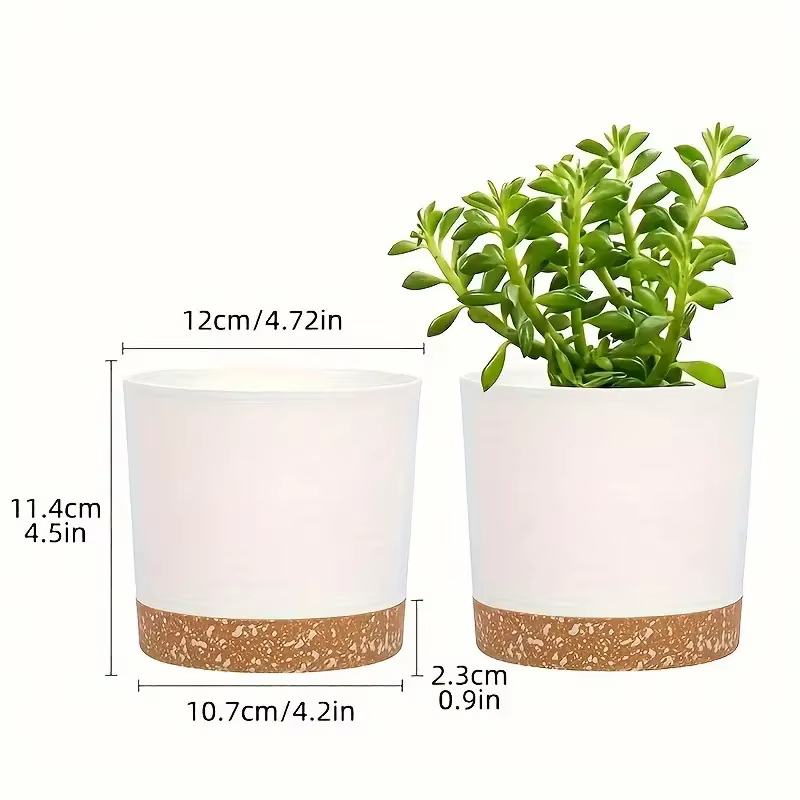 Pot de fleurs, lot de 2 jardinières pour plantes d'intérieur avec trous de drainage et soucoupe