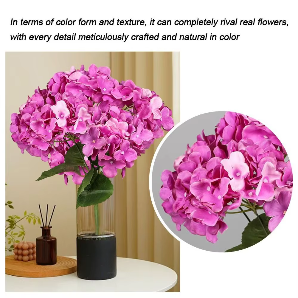 Décoratif 5 têtes artificielle hortensia fleur soie bricolage faux