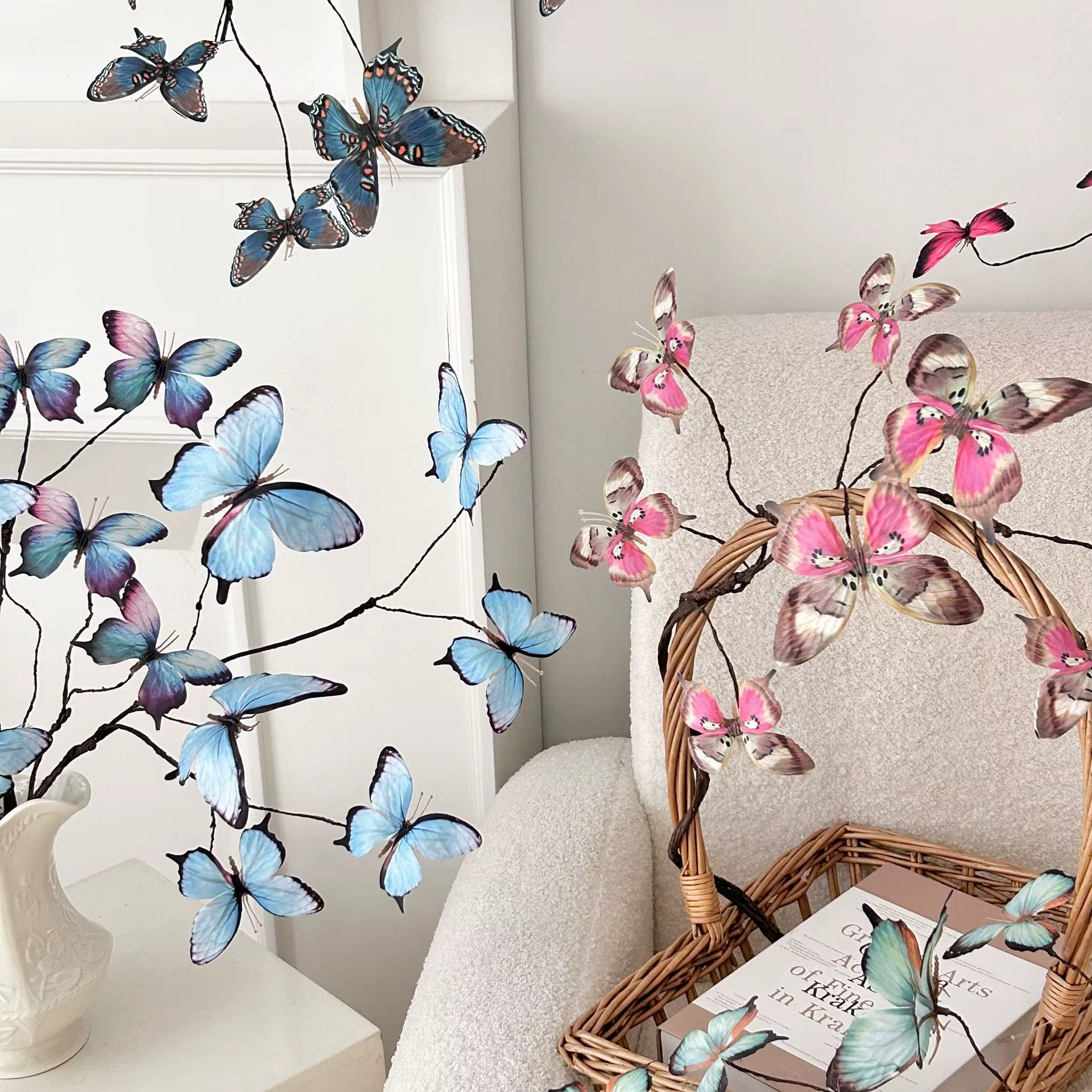 Fleurs papillon artificielles de 27.6 pouces