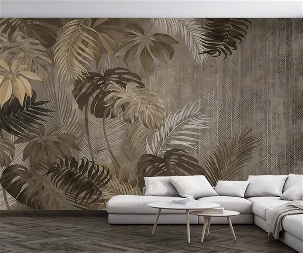 Papier Peint Mural Auto-Adhésif avec Feuille de Bananier Tropicale
