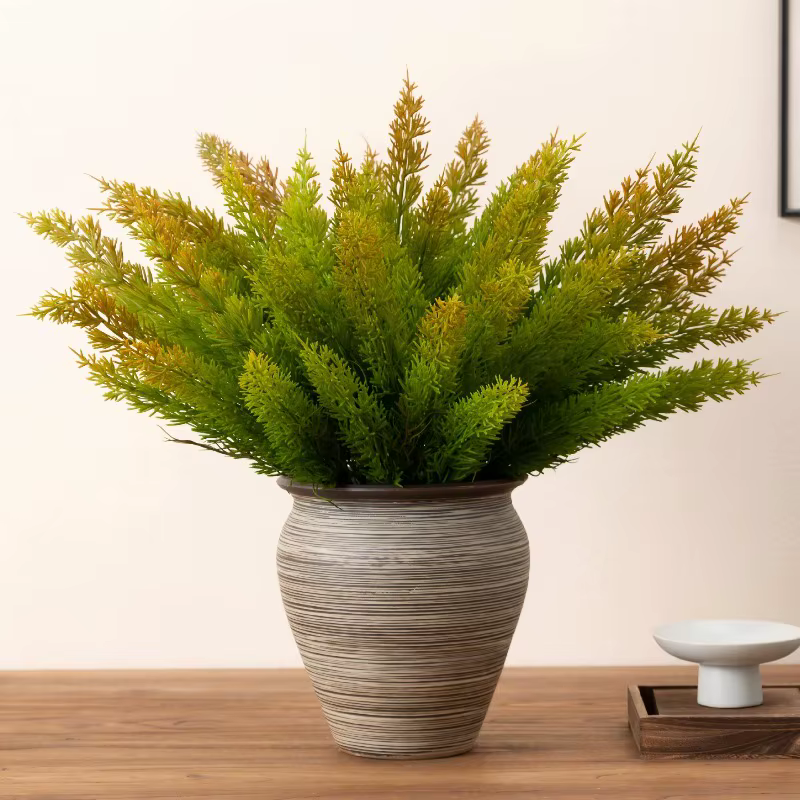 Lot de 3 plantes artificielles en plastique : Bouquet de plante verte simulation