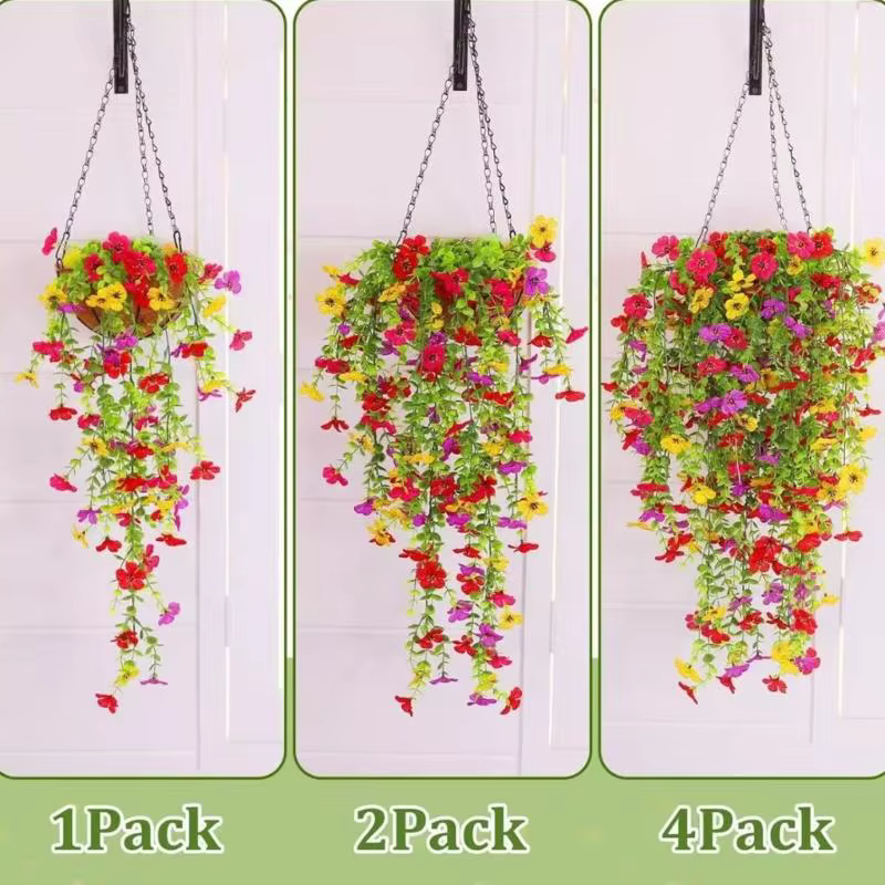 E8BD Fleur suspension artificielle pour décoration plante suspendue en plein air 6pcs 78