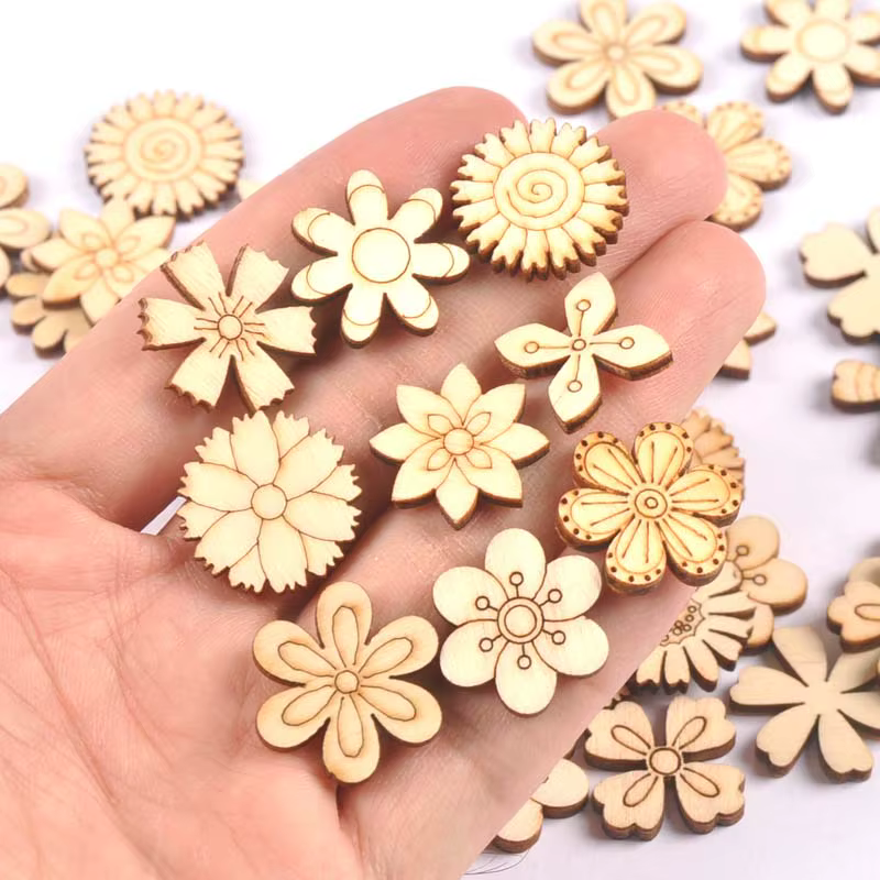 Ours fleur maison copeaux de bois naturel Scrapbooking Carft pour la décoration