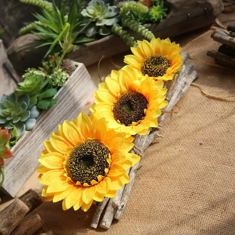 Tête de fleur artificielle tournesol en soie