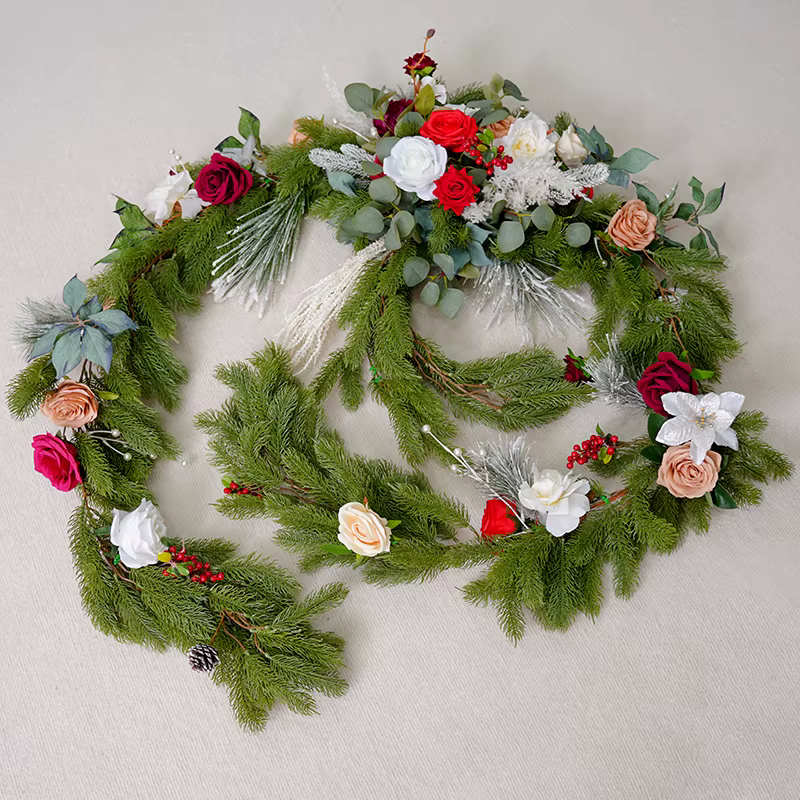 H866220 série de noël pin Needel vigne Table guirlande de fleurs Arrangement Floral de mariage accessoires de tir fournitures de fête d'événement