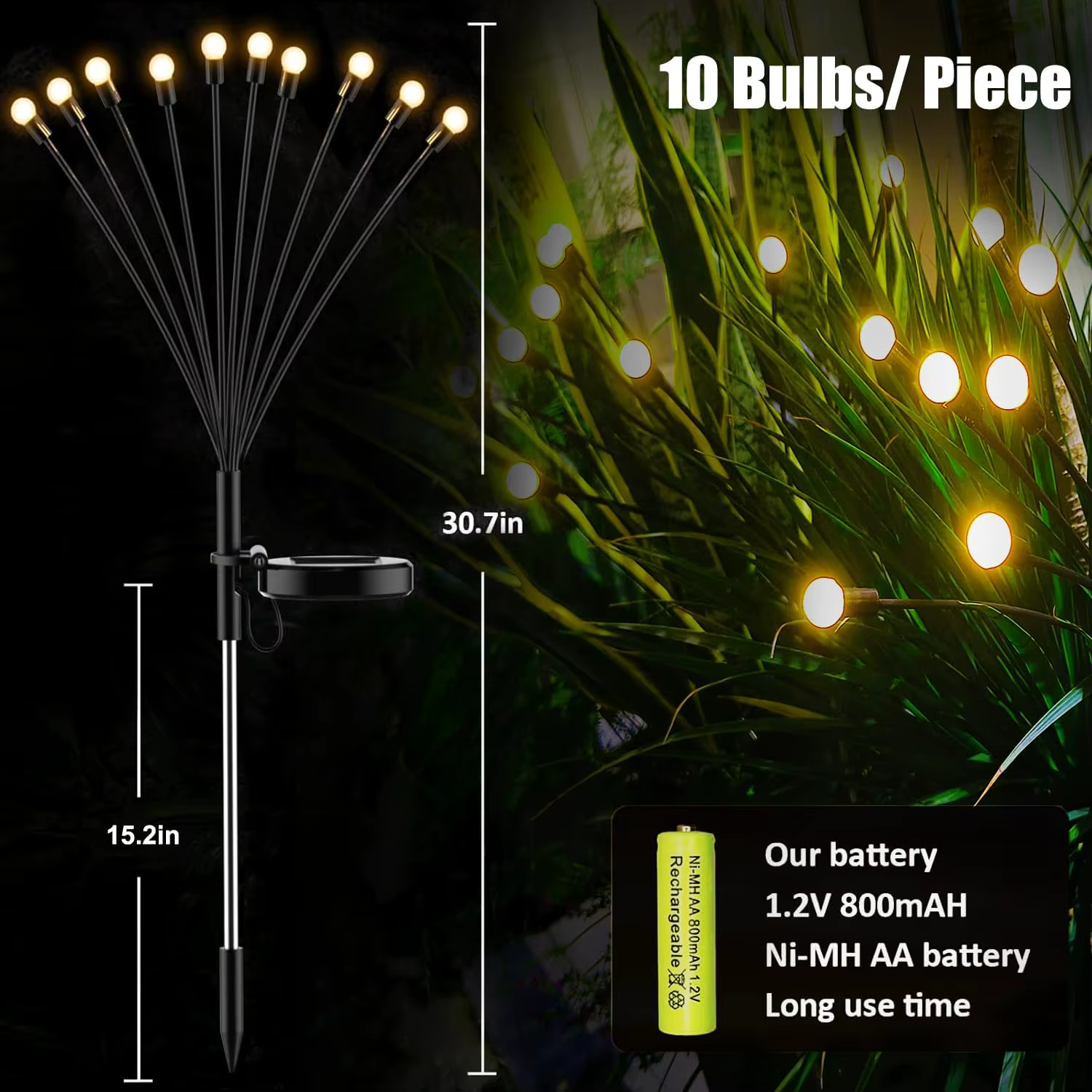 Lampes de jardin-nouvelles lumières lucioles à énergie solaire améliorées
