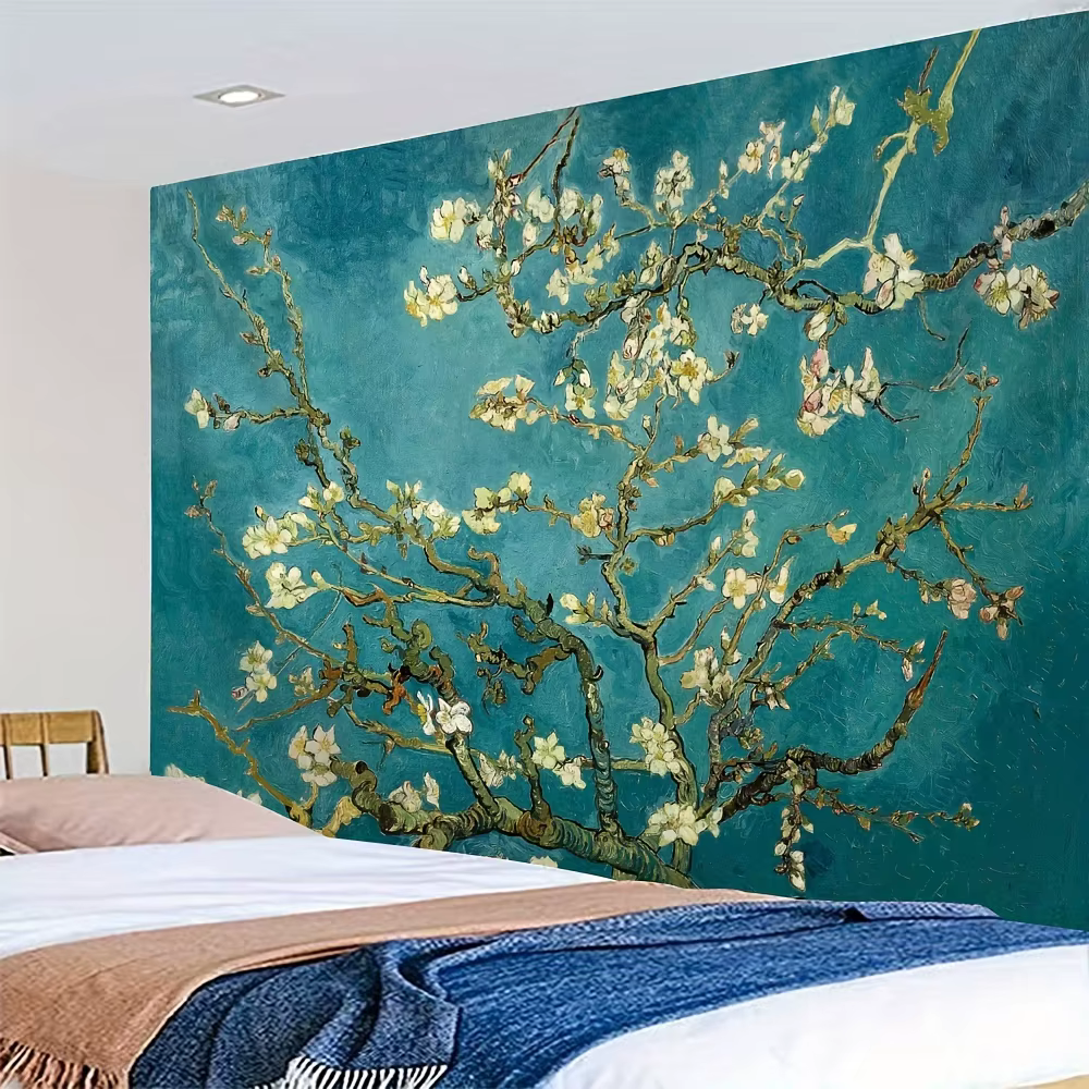 VIKAMA Van Gogh fleur d'abricot Art tapisserie fleurs blanches Vintage peinture à l'huile Style salon caractéristique décoration murale