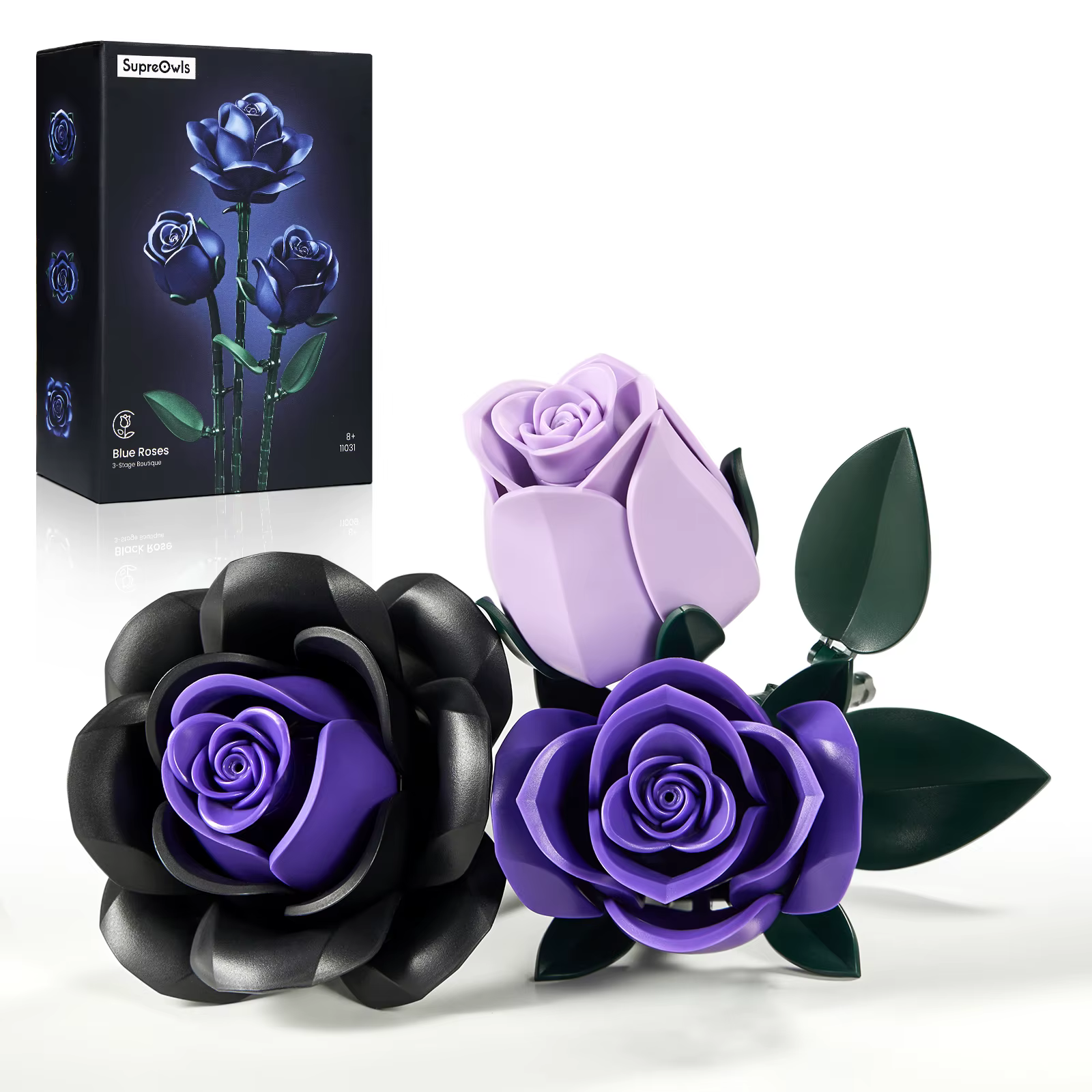 Roses Flowers Bouquet Building Set Botanical Dark Gothic Decor Home Office Blocks Toys for Adults Mom Birthday Gifts