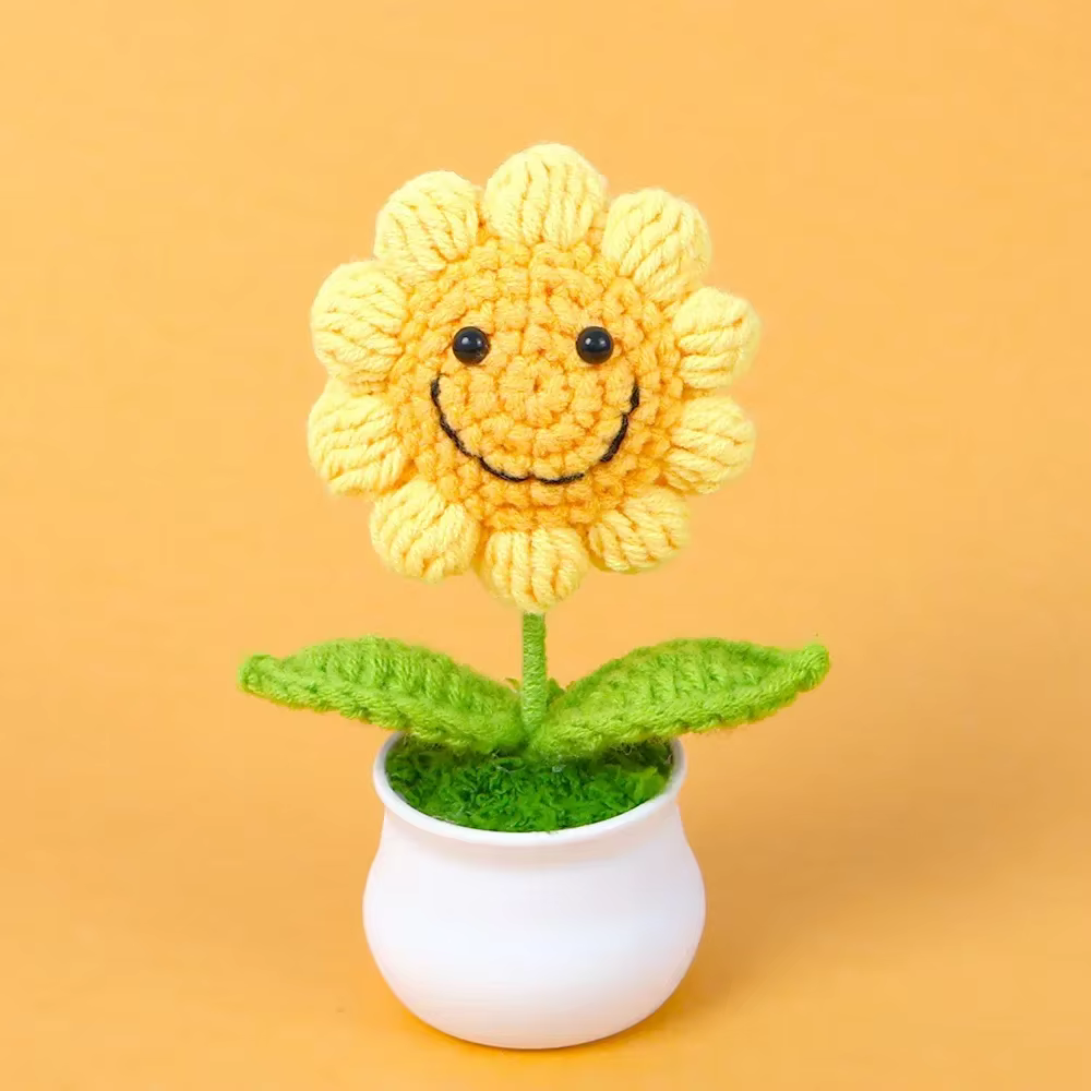 Jolies fleurs artificielles en crochet en forme de tournesol