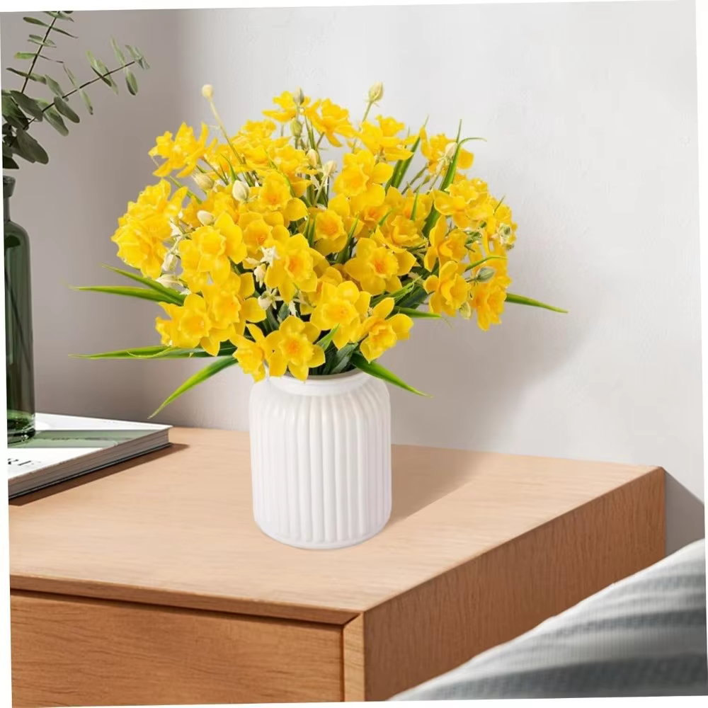 10 Têtes de Narcisses Artificiels Jaunes – Fleurs Réalistes pour DIY
