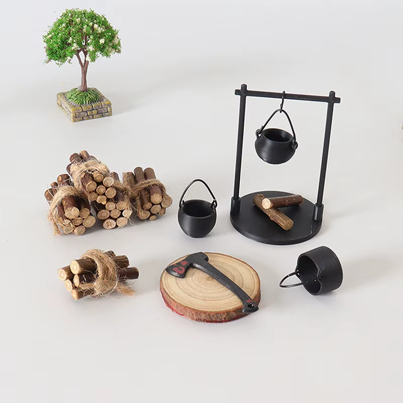 Feu de camp miniature et théière