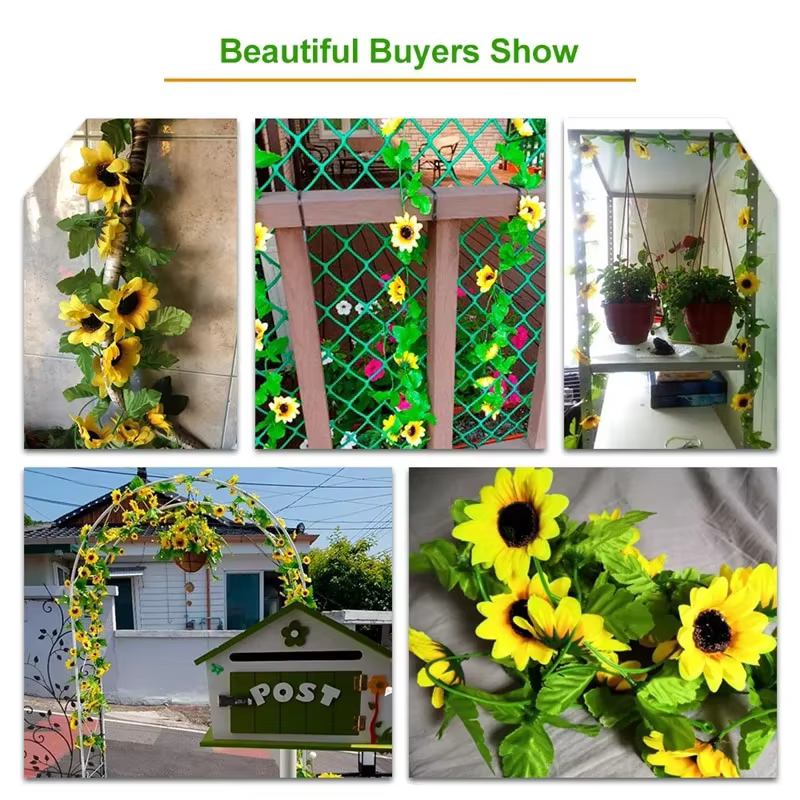 Guirlande de fleurs artificielles suspendues de vigne de tournesol jaune de 2.5M