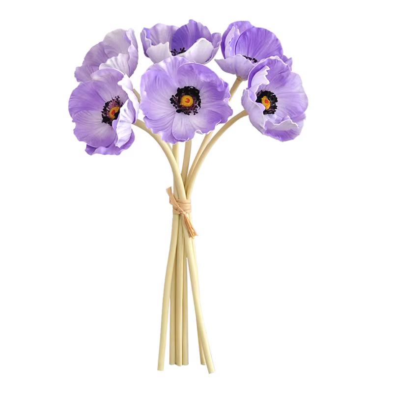 6pcs Branche de fleur de pavot de maïs au toucher réel Papaver Rhoeas artificiel pour bouquet de mariage décoration florale