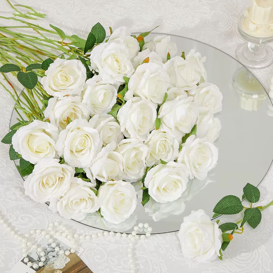 10PCS Fleurs Artificielles Rose Bouquet Vase Décoration de La Maison Accessoires Bricolage Photo