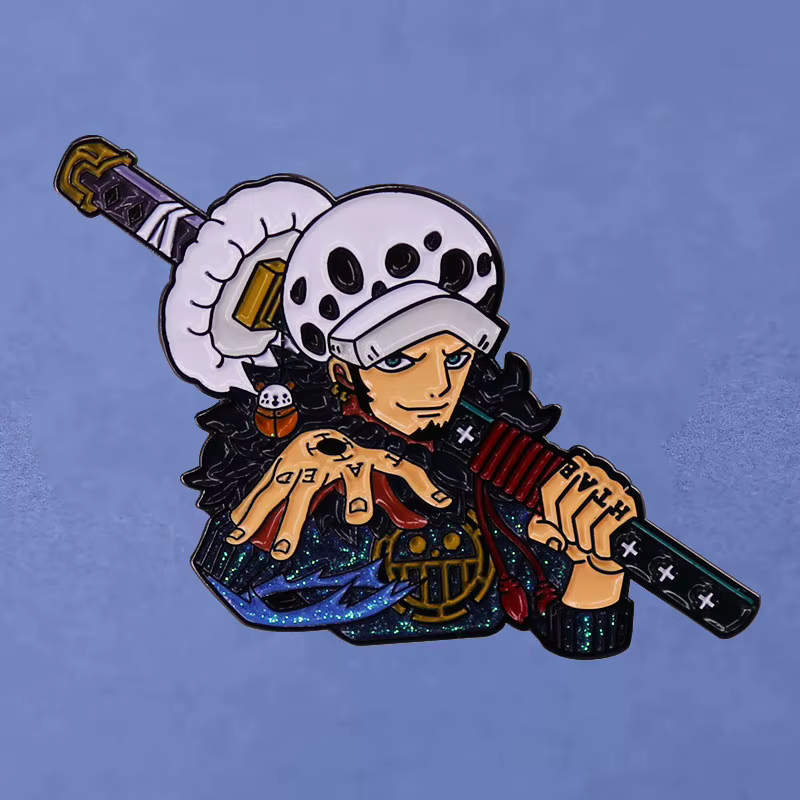 Anime une pièce Trafalgar D. Épingles à revers de la loi de l'eau, sac à dos en jean, broche en émail pour femmes, bijoux à la mode, cadeaux, Badges de dessin animé