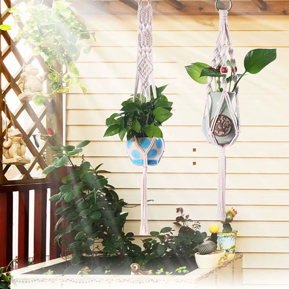Crochets en macramé de coton pour jardinière